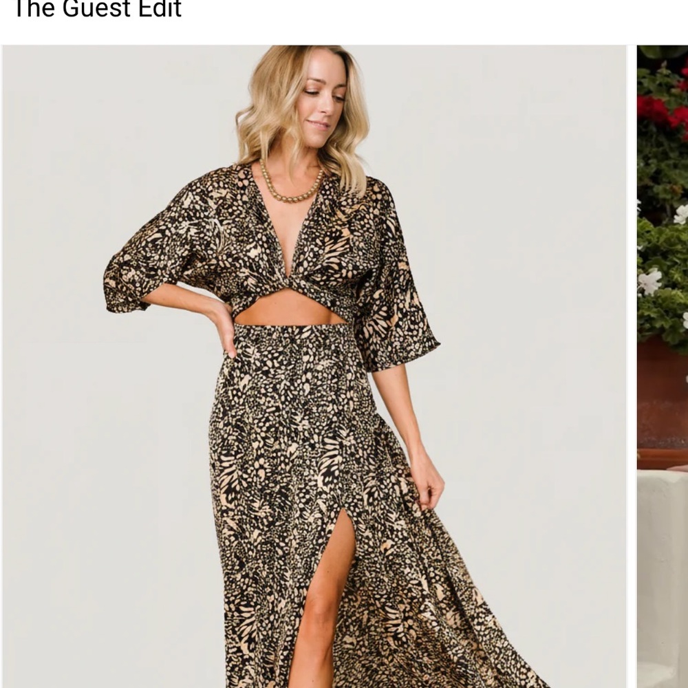 Baltic Born Black and Beige Floral Maxi Dress